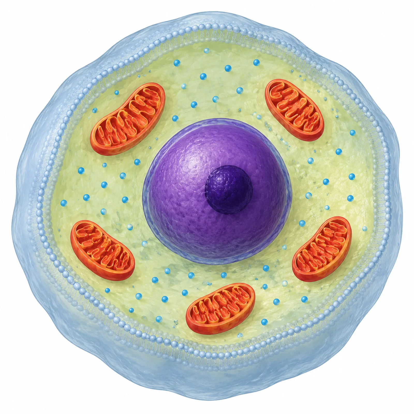 Cross-section of a typical animal cell with labelled organelles