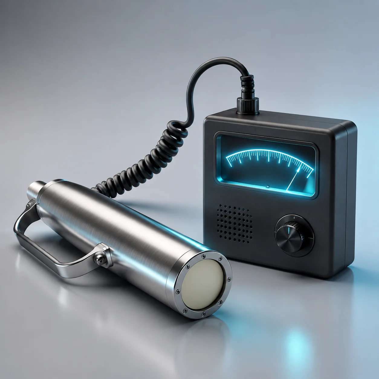 GCSE Physics revision: Geiger-Müller tube showing detector for measuring ionising radiation
