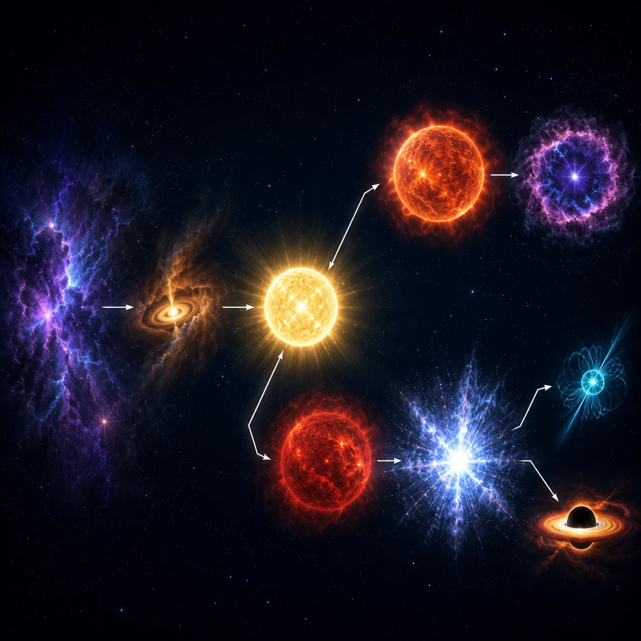 GCSE Physics revision: star lifecycle from nebula to main sequence to red giant and white dwarf