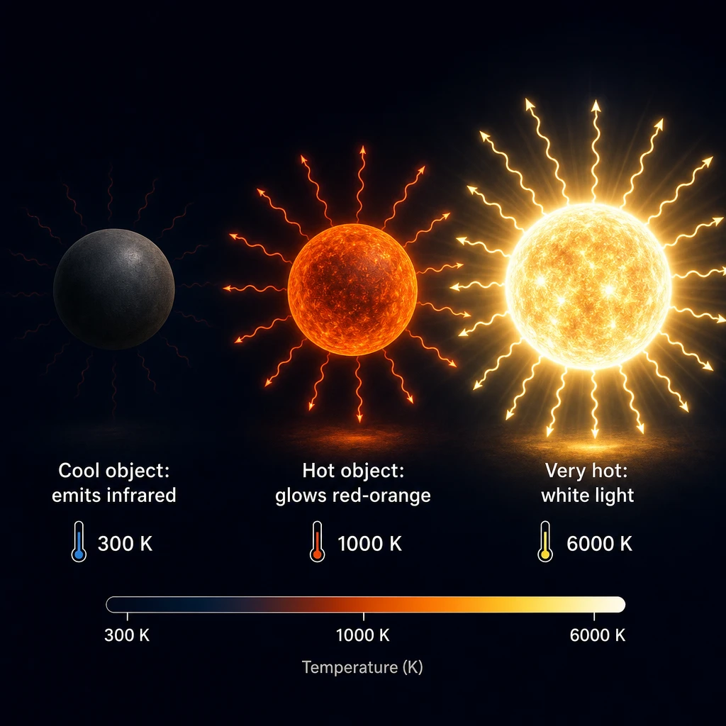 GCSE Physics revision: black body radiation emission comparing good and poor emitters