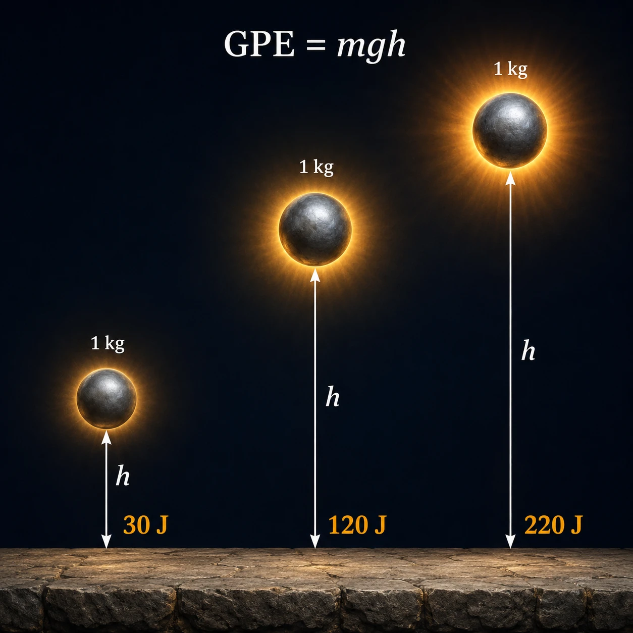GCSE Physics revision: gravitational potential energy increases with height above the ground